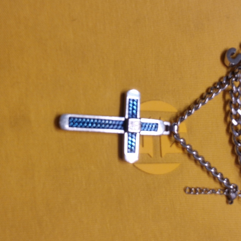 Elegant Silver and Black Cross Pendant Necklace
